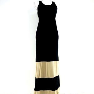 MOSSIMO / Black & Tan - Color Block Maxi Dress / Small